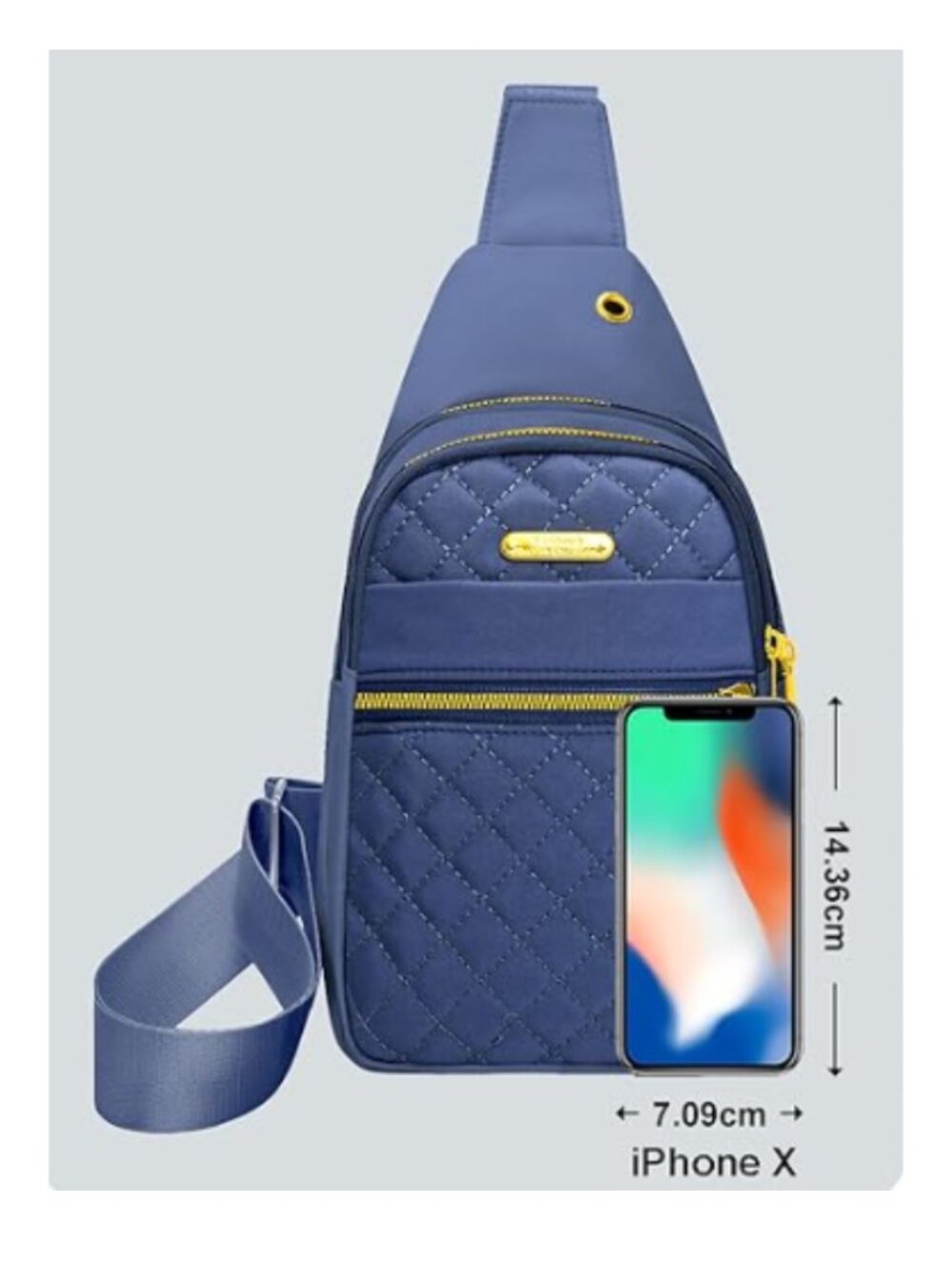 Women's/Men's Small Crossbody Sling Backpack, BLUE - Picture 10 of 10